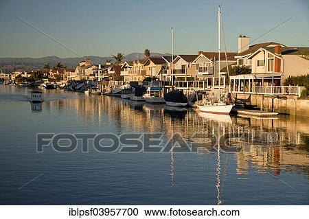"Houses and yachts on the water, Channel Islands, Oxnard, California, United States, North America" View Large Photo Image Stock Image - "Houses and yachts on the water, Channel Islands, Oxnard, California, United States, North America". Fotosearch