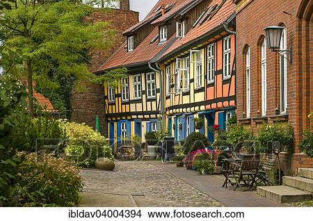 Picture - "Houses in monastery grounds, Johanniskloster, Stralsund, Mecklenburg Vorpommern, Germany, Europe". Fotosearch