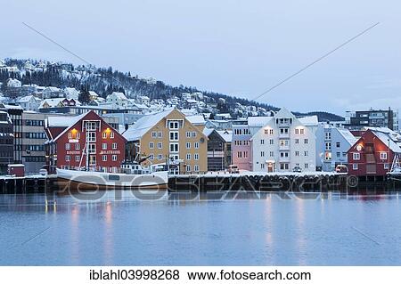"Houses in the harbor, Tromso, Troms, Norway, Europe" View Large Photo Image Stock Photo - "Houses in the harbor, Tromso, Troms, Norway, Europe". Fotosearch