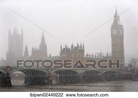 Stock Image - "Houses of Parliament in winter, London, England, United Kingdom, Europe". Fotosearch