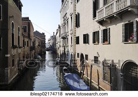 Stock Photo - "Houses on the canal, Rio de la Pieta, Castello quarter, Venice, UNESCO World Heritage Site, Veneto, Italy, Europe". Fotosearch