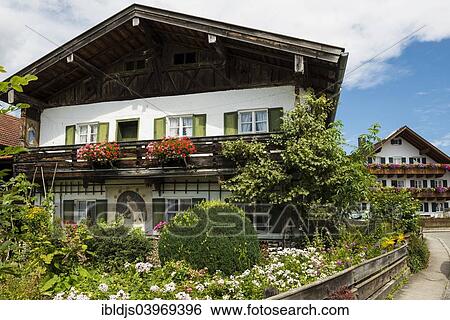 "Houses with floral decoations, Seehausen, Murnau, Upper Bavaria, Bavaria, Germany, Europe" View Large Photo Image Stock Photograph - "Houses with floral decoations, Seehausen, Murnau, Upper Bavaria, Bavaria, Germany, Europe". Fotosearch