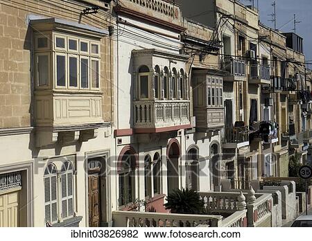 "Houses with typical wooden balconies, Tarxien, Malta, Europe" View Large Photo Image Stock Image - "Houses with typical wooden balconies, Tarxien, Malta, Europe". Fotosearch