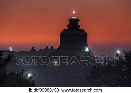 Stock Photo - "Htukanthein, Dukkanthein or Htoekanthein Temple at twilight, blue hour, Mrauk U, Sittwe District, Rakhine State, Myanmar, Asia". Fotosearch