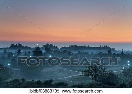 Stock Photography - "Htukanthein, Dukkanthein or Htoekanthein Temple at twilight, blue hour, Mrauk U, Sittwe District, Rakhine State, Myanmar, Asia". Fotosearch