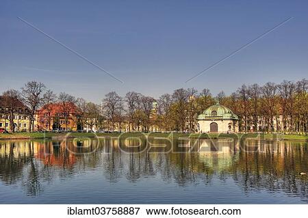 "Hubertusbrunnen spring at the east end of Nymphenburg Canal, Neuhausen-Nymphenburg, Munich, Upper Bavaria, Bavaria, Germany, Europe" View Large Photo Image Stock Photo - "Hubertusbrunnen spring at the east end of Nymphenburg Canal, Neuhausen-Nymphenburg, Munich, Upper Bavaria, Bavaria, Germany, Europe". Fotosearch