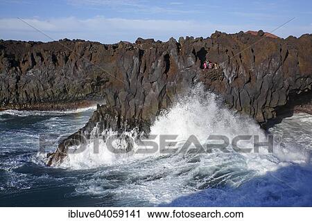 "Huge surf on the rocky coast of Los Hervideros, volcanic landscape, Lanzarote, Canary Islands, Spain, Europe" View Large Photo Image Stock Image - "Huge surf on the rocky coast of Los Hervideros, volcanic landscape, Lanzarote, Canary Islands, Spain, Europe". Fotosearch
