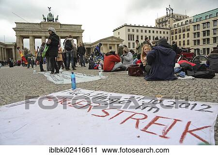 Hunger strike of refugees for a deportation moratorium, asylum seekers' work permits and the removal of residency obligations, Brandenburg, Gate, Berlin, Germany, Europe View Large Photo Image Stock Image - Hunger strike of refugees for a deportation moratorium, asylum seekers' work permits and the removal of residency obligations, Brandenburg, Gate, Berlin, Germany, Europe. Fotosearch