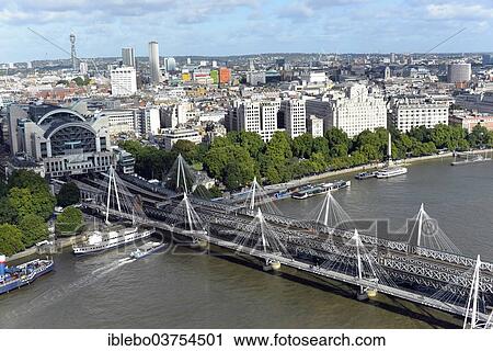 "Hungerford Bridge over the River Thames with Charing Cross Station, left, London, Greater London, England, United Kingdom, Europe" View Large Photo Image Stock Image - "Hungerford Bridge over the River Thames with Charing Cross Station, left, London, Greater London, England, United Kingdom, Europe". Fotosearch