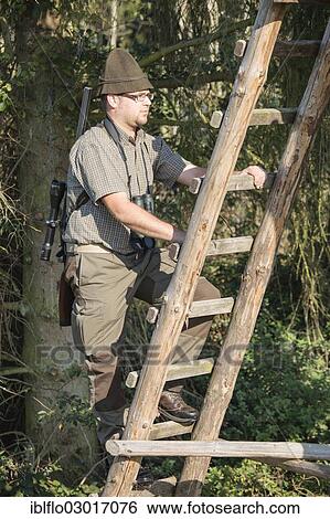 "Hunter climbing a raise hide, Offheim, Limburg an der Lahn, Hesse, Germany, Europe" View Large Photo Image Stock Photograph - "Hunter climbing a raise hide, Offheim, Limburg an der Lahn, Hesse, Germany, Europe". Fotosearch