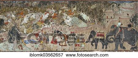 "Hunting scenes, mural or fresco painted with natural colours, Badal Mahal or Cloud Palace, Bundikalam school of painting, Taragarh Fort, Bundi, Rajasthan, India, Asia" View Large Photo Image Stock Photo - "Hunting scenes, mural or fresco painted with natural colours, Badal Mahal or Cloud Palace, Bundikalam school of painting, Taragarh Fort, Bundi, Rajasthan, India, Asia". Fotosearch
