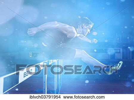 Picture - Hurdle racing athlete. Fotosearch