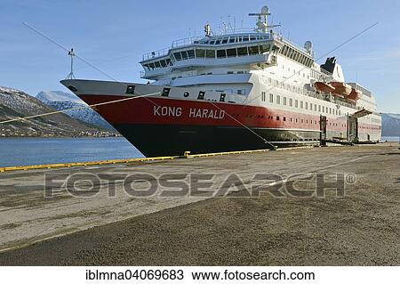 "Hurtigruten ship Kong Harald at the boat pier, Sortland, Langoya Island, Nordland, Vesteralen, Norway, Europe" View Large Photo Image Stock Image - "Hurtigruten ship Kong Harald at the boat pier, Sortland, Langoya Island, Nordland, Vesteralen, Norway, Europe". Fotosearch