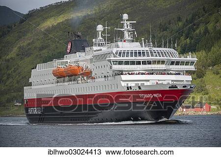 "Hurtigruten ship """"Richard With"""" travelling through Vestfjord, Vestfjord, Inselgruppe Lofoten, Nordland, Northern Norway, Norway, Europe" View Large Photo Image Stock Image - "Hurtigruten ship """"Richard With"""" travelling through Vestfjord, Vestfjord, Inselgruppe Lofoten, Nordland, Northern Norway, Norway, Europe". Fotosearch