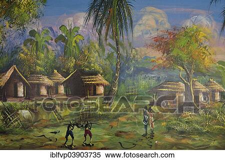 "Huts in the bush, painting, Kinshasa, Democratic Republic of the Congo" View Large Photo Image Stock Photography - "Huts in the bush, painting, Kinshasa, Democratic Republic of the Congo". Fotosearch