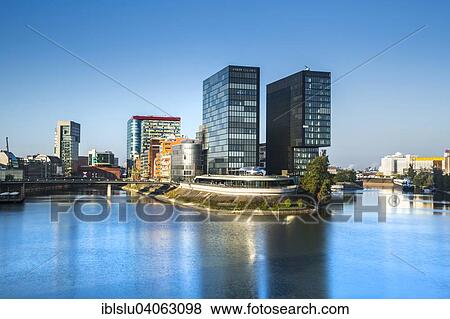 Stock Photo - "Hyatt Hotel, Media Harbour, Dusseldorf, North Rhine-Westphalia, Germany, Europe". Fotosearch