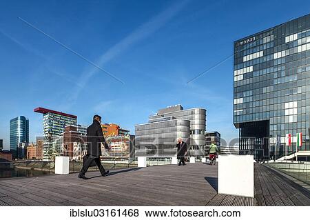 Stock Photo - "Hyatt Hotel, Medienhafen, media harbour, Dusseldorf, Rhineland, North Rhine-Westphalia, Germany, Europe". Fotosearch