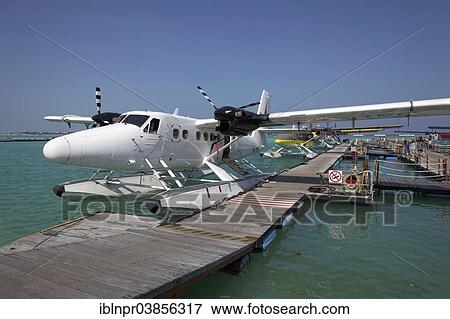 "Hydroplane, De Havilland Canada DHC-6 300 Twin Otter, moored at the pontoon, Male International Airport, Hulhule, Maldives, Asia" View Large Photo Image Stock Photo - "Hydroplane, De Havilland Canada DHC-6 300 Twin Otter, moored at the pontoon, Male International Airport, Hulhule, Maldives, Asia". Fotosearch