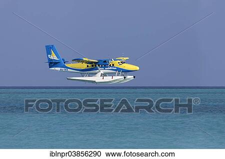 "Hydroplane of Trans Maldivian Airways, De Havilland Canada DHC 6-400 Twin Otter, during the landing approach, Maldives, Asia" View Large Photo Image Stock Image - "Hydroplane of Trans Maldivian Airways, De Havilland Canada DHC 6-400 Twin Otter, during the landing approach, Maldives, Asia". Fotosearch