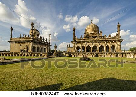 Stock Image - "Ibrahim Rauza, tomb of Ibrahim Adil Shah II, Bijapur, Karnataka, India, Asia". Fotosearch