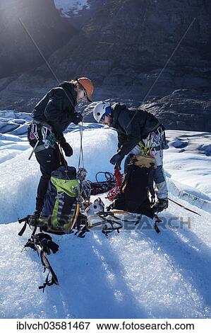 Stock Photo - "Ice climbers on Grey Glacier, Torres del Paine National Park, Chile, South America". Fotosearch
