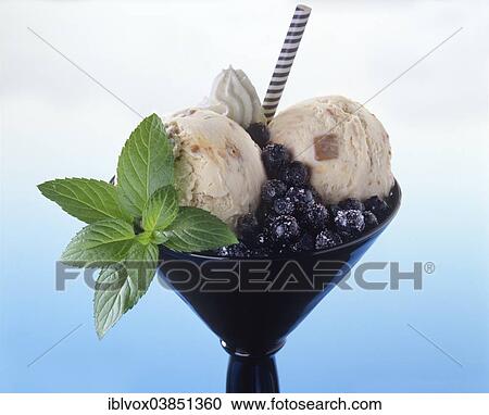 Ice cream sundae with blueberries View Large Photo Image Stock Image - Ice cream sundae with blueberries. Fotosearch