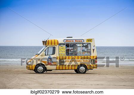 Stock Photo - "Ice cream truck on Benone Beach, Castlerock, County Londonderry, Northern Ireland, United Kingdom, Europe". Fotosearch
