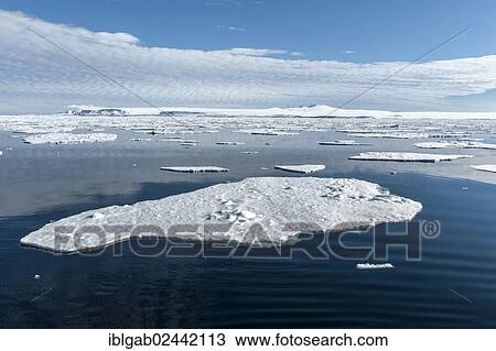 Stock Image - "Ice floes, Hinlopen Strait, Svalbard Archipelago, Arctic Norway, Europe". Fotosearch