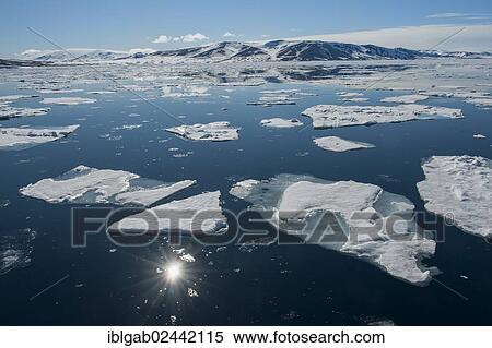 Stock Photography - "Ice floes, Hinlopen Strait, Svalbard Archipelago, Arctic Norway, Europe". Fotosearch