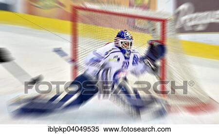 "Ice hockey goalkeeper during a game, motion blur, zoom burst, Zurich, Switzerland, Europe" View Large Photo Image Stock Photography - "Ice hockey goalkeeper during a game, motion blur, zoom burst, Zurich, Switzerland, Europe". Fotosearch