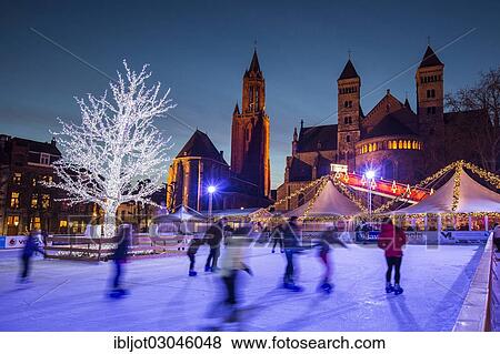 "Ice rink and Christmas market on Vrijthof square in the historic town centre, Servatius Basilica Church, Maastricht, Limburg, The Netherlands, Europe" View Large Photo Image Stock Photo - "Ice rink and Christmas market on Vrijthof square in the historic town centre, Servatius Basilica Church, Maastricht, Limburg, The Netherlands, Europe". Fotosearch