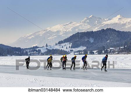 "Ice skaters, frozen lake, Weissensee, Carinthia, Austria, Europe" View Large Photo Image Picture - "Ice skaters, frozen lake, Weissensee, Carinthia, Austria, Europe". Fotosearch