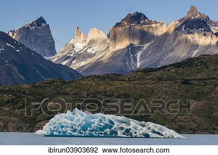 Stock Image - "Iceberg on Lago Grey, Torres del Paine National Park, Patagonia, Chile, South America". Fotosearch
