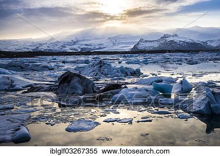 Stock Photography - "Icebergs in Joekulsarlon Glacier Lake, fjord, Vatnajoekull, Austurland, Iceland, Europe". Fotosearch