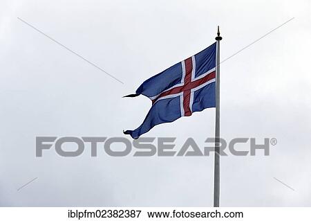 "Icelandic flag on pole, Iceland, Europe" View Large Photo Image Stock Photo - "Icelandic flag on pole, Iceland, Europe". Fotosearch