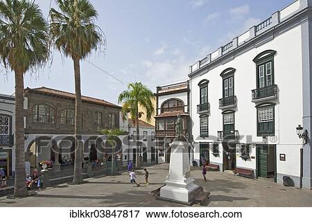 Stock Photo - "Iglesia de Salvador Church on Plaza de Espagna square, Santa Cruz de La Palma, La Palma, Canary Islands, Spain, Europe". Fotosearch