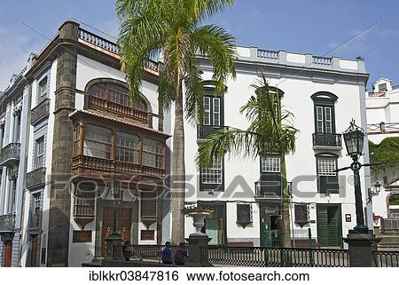 Stock Photograph - "Iglesia de Salvador Church on Plaza de Espagna square, Santa Cruz de La Palma, La Palma, Canary Islands, Spain, Europe". Fotosearch
