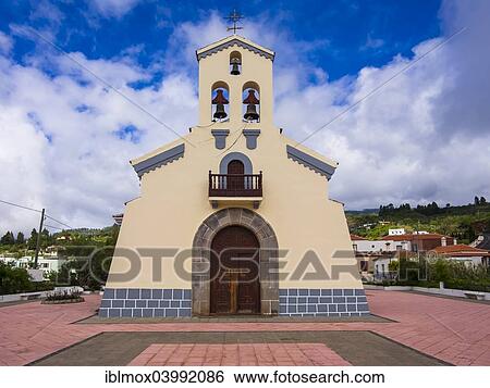 Stock Photograph - "Iglesia de San Mauro Abad in Plaza San Mauro, Puntagorda, La Palma, Canary Islands, Spain, Europe". Fotosearch