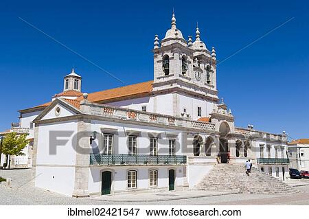 Stock Photo - Igreja de Nossa Senhora da Nazare, Church of Nossa Senhora da Nazare, Largo Nossa Senhora da Nazare, Sitio, old vilage, Nazare, Oeste, Leiria District, Portugal, Europe. Fotosearch