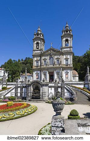 "Igreja do Bom Jesus from Terreiro de Moises, Santuario do Bom Jesus do Monte, Good Jesus of the Mount sanctuary, Tenoes, Braga, Cavado, Norte, Portugal, Europe" View Large Photo Image Stock Photo - "Igreja do Bom Jesus from Terreiro de Moises, Santuario do Bom Jesus do Monte, Good Jesus of the Mount sanctuary, Tenoes, Braga, Cavado, Norte, Portugal, Europe". Fotosearch