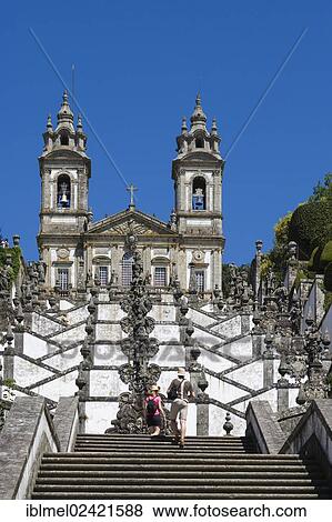 Igreja do Bom Jesus with Escadorio dos Cinco Sentidos, Staircase of Five Senses, Santuario do Bom Jesus do Monte, Good Jesus of the Mount sanctuary, Tenoes, Braga, Cavado, Norte, Portugal, Europe View Large Photo Image Stock Photo - Igreja do Bom Jesus with Escadorio dos Cinco Sentidos, Staircase of Five Senses, Santuario do Bom Jesus do Monte, Good Jesus of the Mount sanctuary, Tenoes, Braga, Cavado, Norte, Portugal, Europe. Fotosearch
