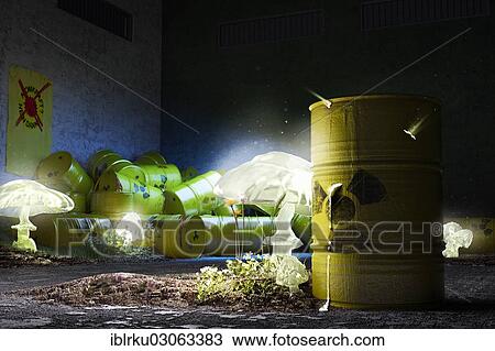 Stock Image - "Illegal disposal of nuclear waste, symbolic image". Fotosearch