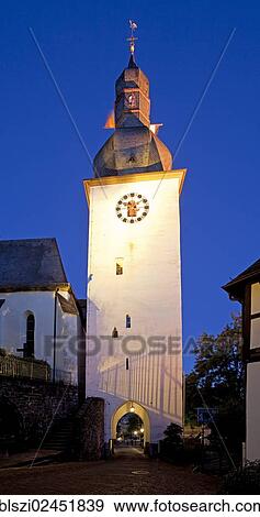 "Illuminated bell tower, Arnsberg, Hochsauerlandkreis district, North Rhine-Westphalia, Germany, Europe, PublicGround, Europe" View Large Photo Image Stock Photo - "Illuminated bell tower, Arnsberg, Hochsauerlandkreis district, North Rhine-Westphalia, Germany, Europe, PublicGround, Europe". Fotosearch