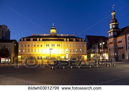 "Illuminated City Palace and Town Hall on the market square, Thuringer Wald, Eisenach, Thuringia, Germany, Europe" View Large Photo Image Stock Photo - "Illuminated City Palace and Town Hall on the market square, Thuringer Wald, Eisenach, Thuringia, Germany, Europe". Fotosearch