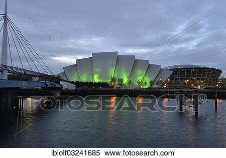 "Illuminated Clyde Auditorium with the Bell Bridge and The Hydro arena on the River Clyde, Glasgow, Scotland, United Kingdom, Europe" View Large Photo Image Stock Photography - "Illuminated Clyde Auditorium with the Bell Bridge and The Hydro arena on the River Clyde, Glasgow, Scotland, United Kingdom, Europe". Fotosearch