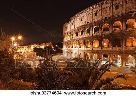 "Illuminated Colosseum at night, Rome, Italy, Europe" View Large Photo Image Picture - "Illuminated Colosseum at night, Rome, Italy, Europe". Fotosearch