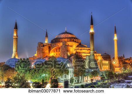 "Illuminated Hagia Sophia at night, Europe, Eminonu, Istanbul, European side, Istanbul Province, Turkey, European side, Europe" View Large Photo Image Stock Image - "Illuminated Hagia Sophia at night, Europe, Eminonu, Istanbul, European side, Istanbul Province, Turkey, European side, Europe". Fotosearch