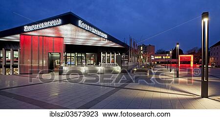 "Illuminated Kulturzentrum cultural centre at dusk, Herne, North Rhine-Westphalia, Germany, Europe" View Large Photo Image Stock Image - "Illuminated Kulturzentrum cultural centre at dusk, Herne, North Rhine-Westphalia, Germany, Europe". Fotosearch