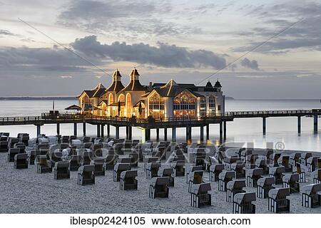 Illuminated pier, Baltic Sea resort town of Sellin, Ruegen Island, Mecklenburg-Western Pomerania, Germany, Europe View Large Photo Image Stock Photography - Illuminated pier, Baltic Sea resort town of Sellin, Ruegen Island, Mecklenburg-Western Pomerania, Germany, Europe. Fotosearch
