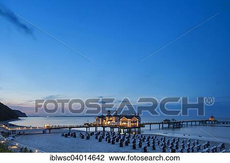 "Illuminated Sellin Pier, Rugen Island, Mecklenburg-Western Pomerania, Germany, Europe" View Large Photo Image Stock Image - "Illuminated Sellin Pier, Rugen Island, Mecklenburg-Western Pomerania, Germany, Europe". Fotosearch